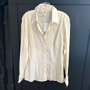 Talbots Women’s Blouse Ivory Size 14 Long Sleeve Capsule Office Career Spring